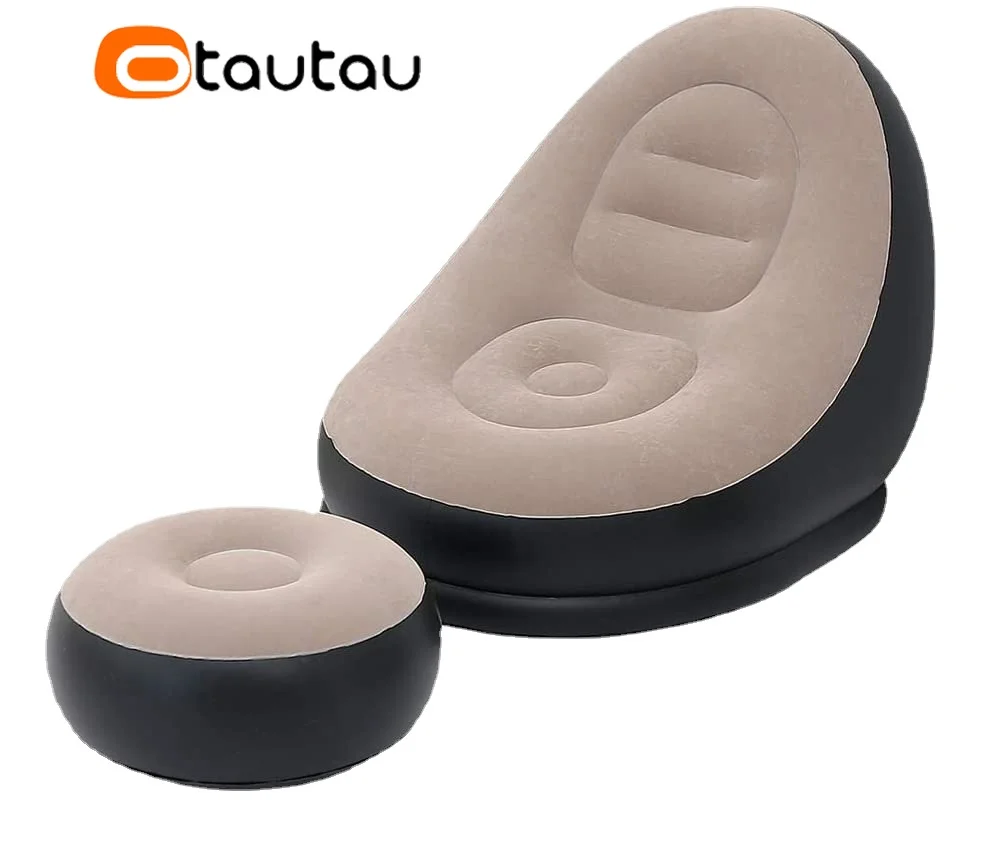 Kids Outdoor Seating - OTAUTAU Inflatable Lounger with Footstool Ottoman