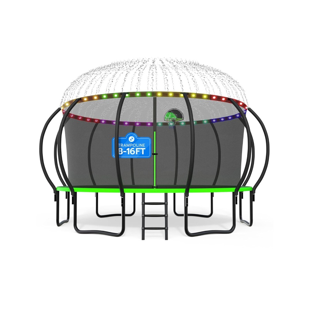 Kids Outdoor Trampoline - Upgraded 12FT Pumpkin Outdoor Trampoline Set,