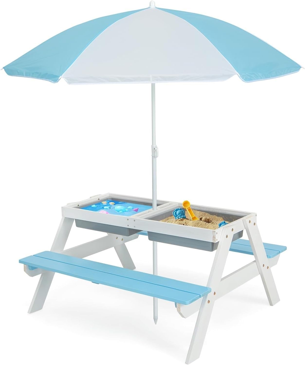 Kids Outdoor Wooden Table - Kids Picnic Table, 4 in 1