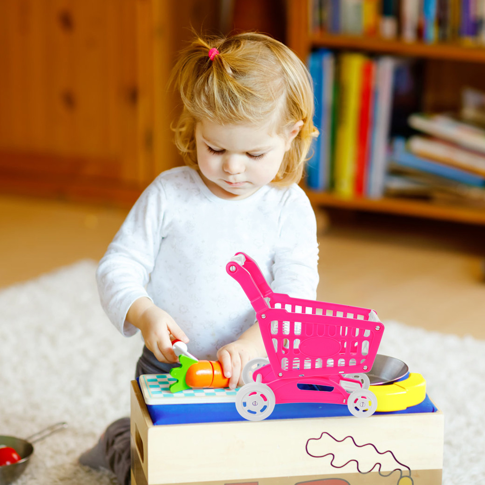 Kids Indoor Outdoor Cart - Pink Mini Shopping Cart for Kids