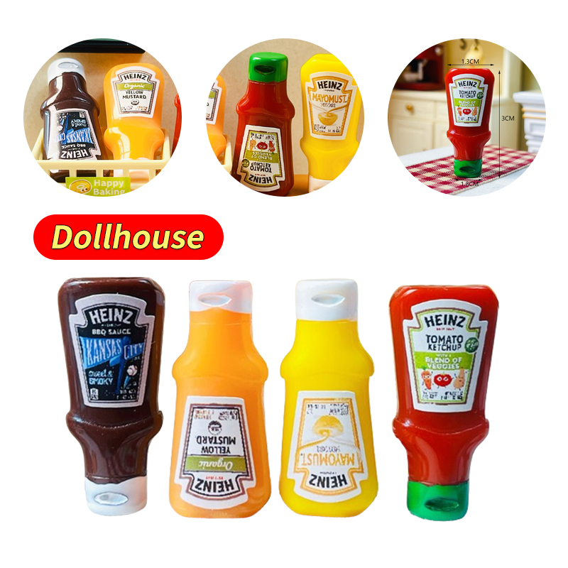 Kids Outdoor Kitchen Set - 4Pcs Dollhouse Miniature Strawberry Sauce Jam