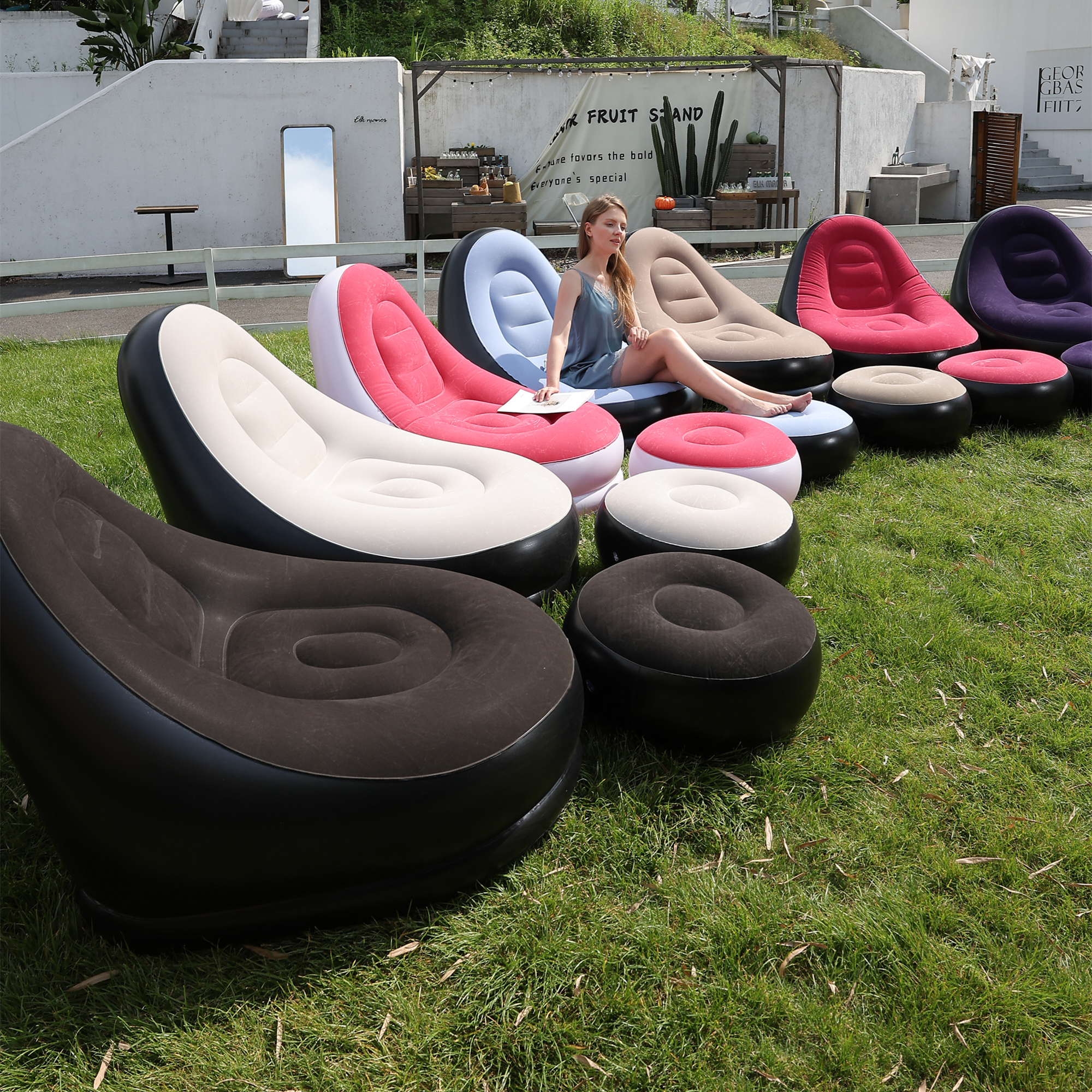 Kids Outdoor Seating - Lazy Couch Sofas Inflatable Chair Foldable