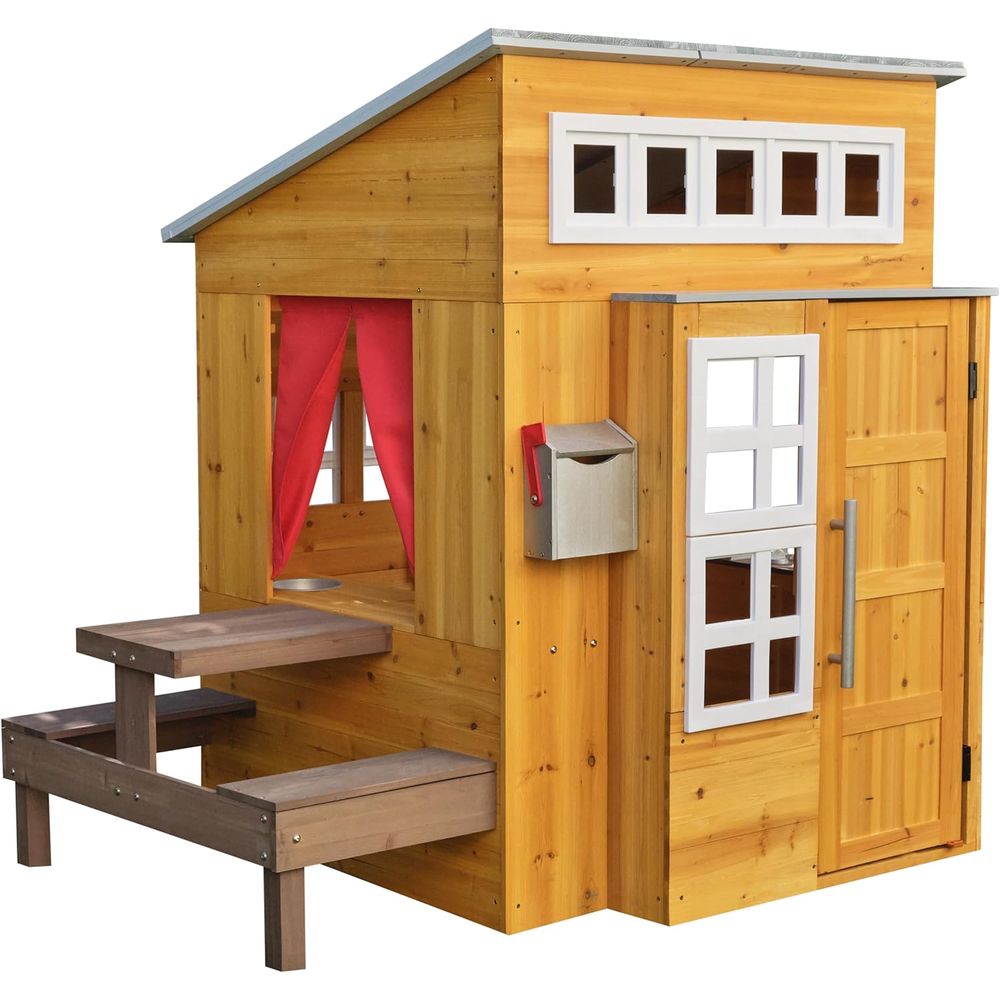 KidKraft Modern Wooden Playhou - Kids Outdoor Wooden Table incelemesi ve fiyatı