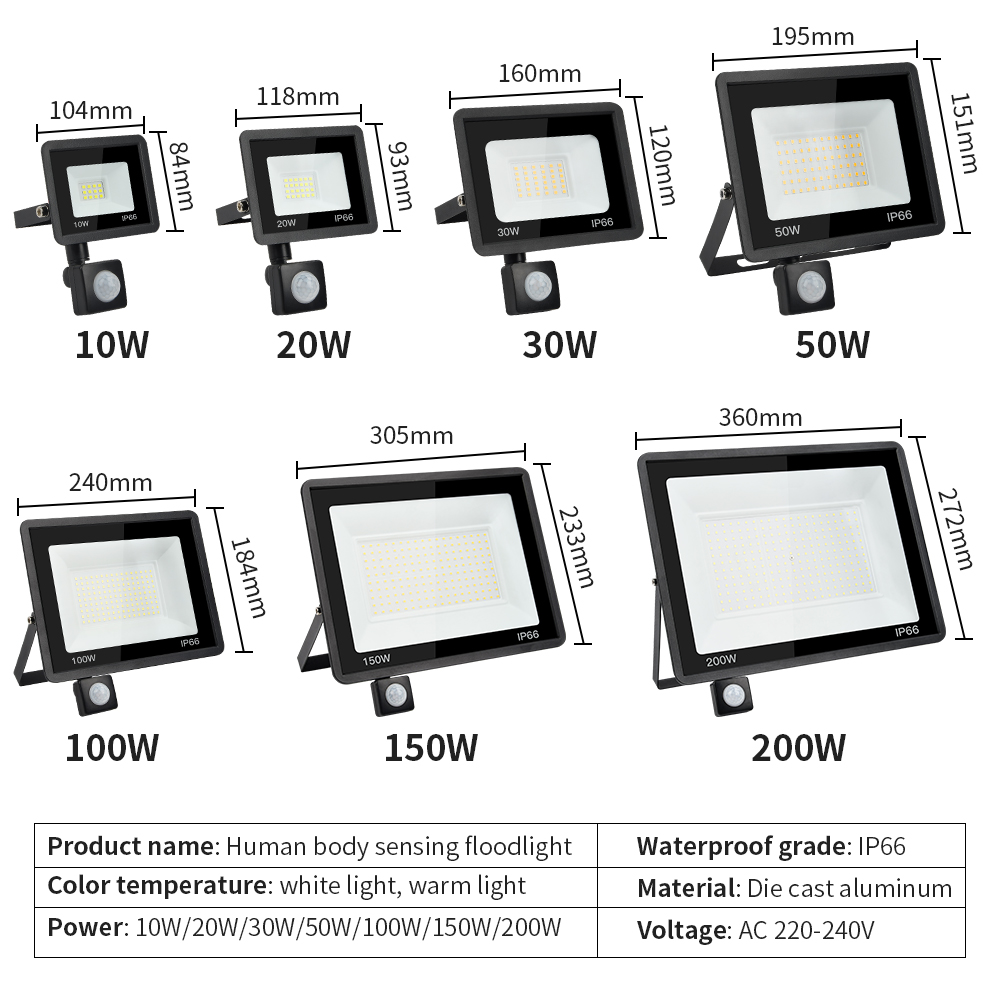200W LED PIR Motion sensor flo - Balance Beam Outdoor incelemesi ve fiyatı