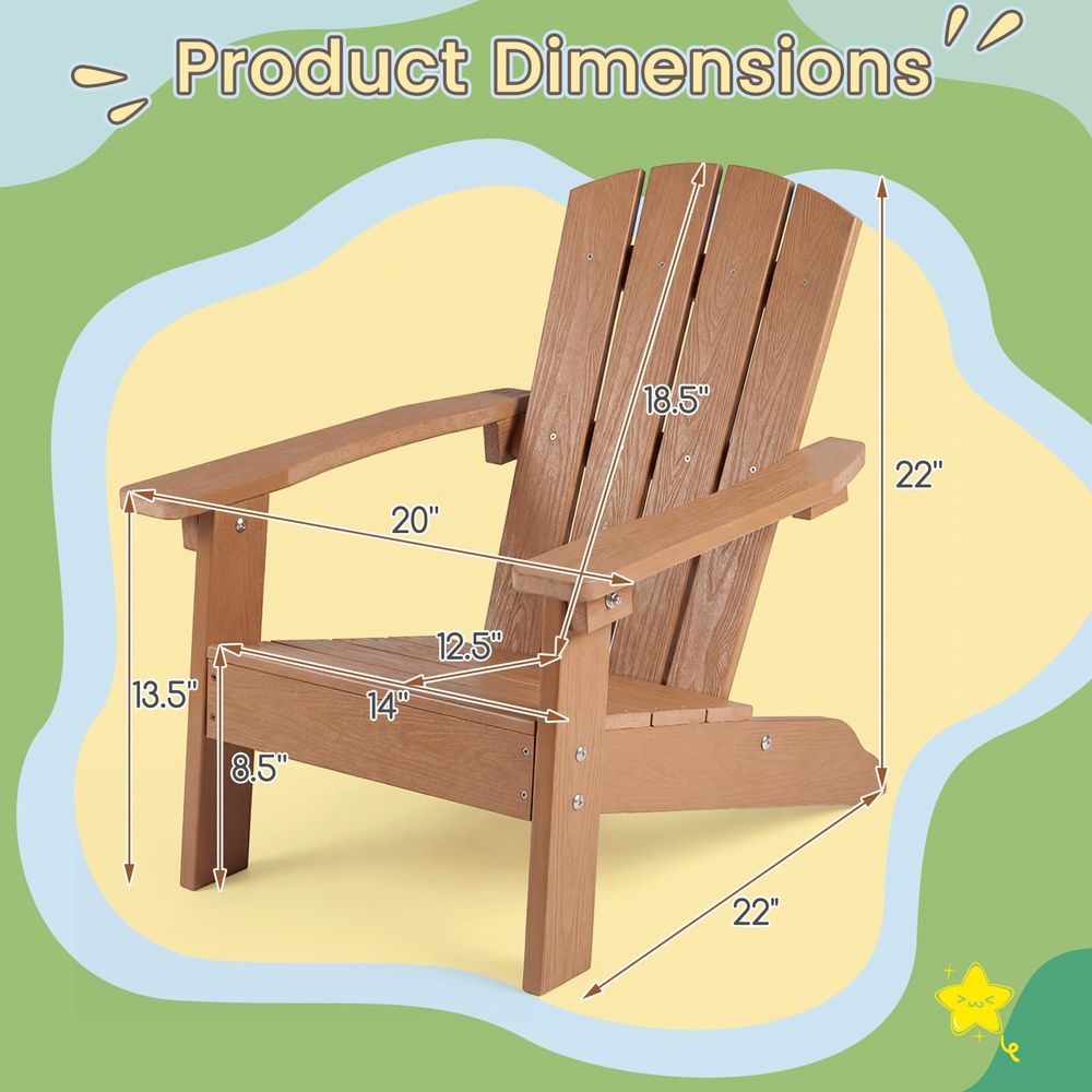 Kids Adirondack Chair, AllWeat - Kids Outdoor Lawn Chair incelemesi ve fiyatı