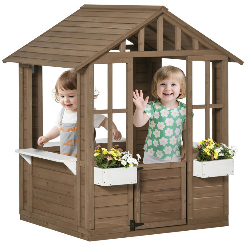 Outsunny Kids Wooden Playhouse - Kids Outdoor Wooden Playhouse incelemesi ve fiyatı