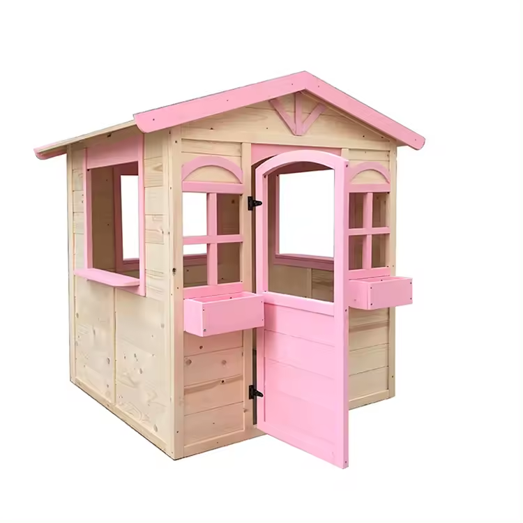 Hot Selling Play House Outdoor - Kids Outdoor Wooden Playhouse incelemesi ve fiyatı
