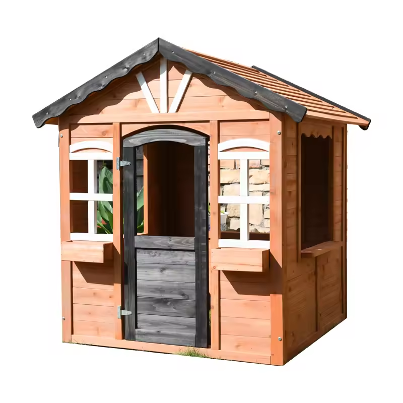 Hot Selling Play House Outdoor - Kids Outdoor Wooden Playhouse incelemesi ve fiyatı