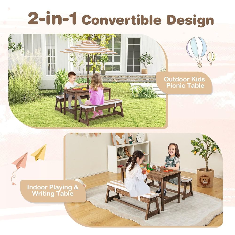 Kids Picnic Table, Outdoor Woo - Kids Outdoor Wooden Table incelemesi ve fiyatı