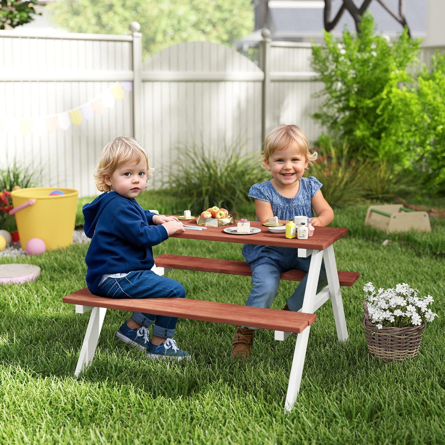 Kids Picnic Table Set, Wooden  - Kids Outdoor Wooden Table incelemesi ve fiyatı