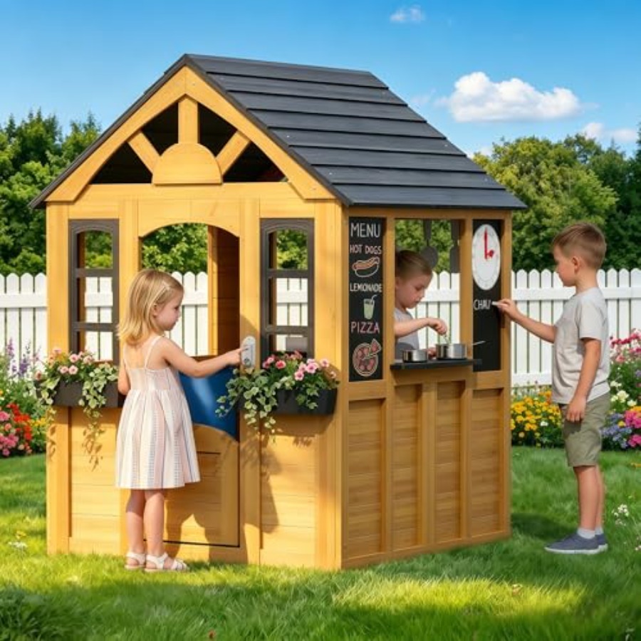 Outdoor playhouse for kids age - Kids Outdoor Wooden Playhouse incelemesi ve fiyatı