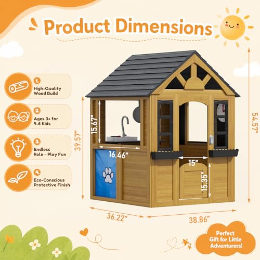 Outdoor playhouse for kids age - Kids Outdoor Wooden Playhouse incelemesi ve fiyatı