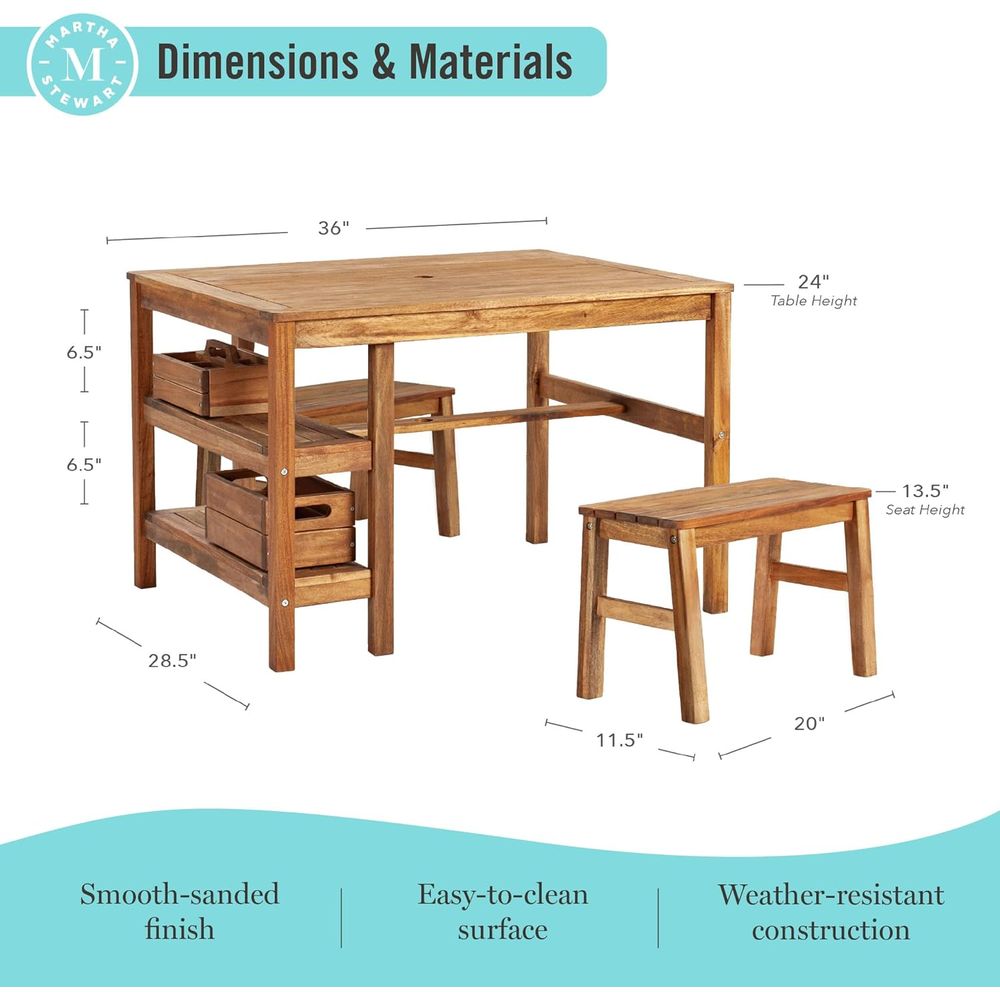 Kids Outdoor Crat Table and 2  - Kids Outdoor Wooden Table incelemesi ve fiyatı