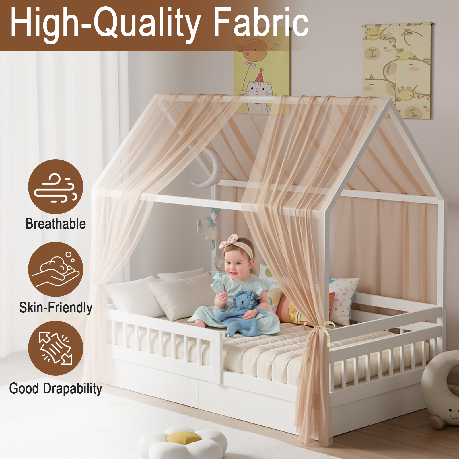 Bunk Bed Canopy 1/2-Piece Musl - Kids Outdoor Daybed incelemesi ve fiyatı