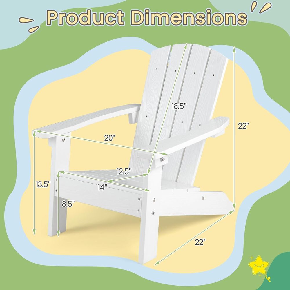 Kids Adirondack Chair, All-Wea - Kids Outdoor Lawn Chair incelemesi ve fiyatı