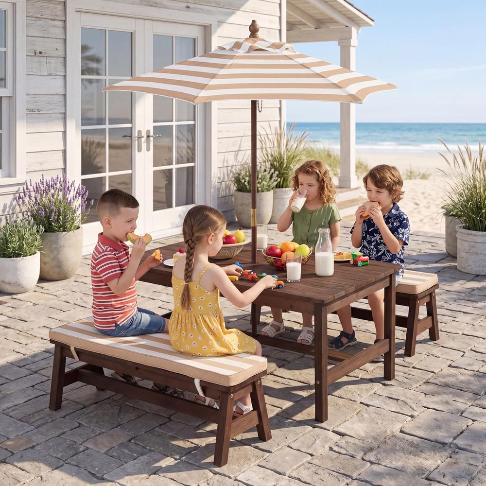 Kids Picnic Table, Large 42“x  - Kids Outdoor Wooden Table incelemesi ve fiyatı