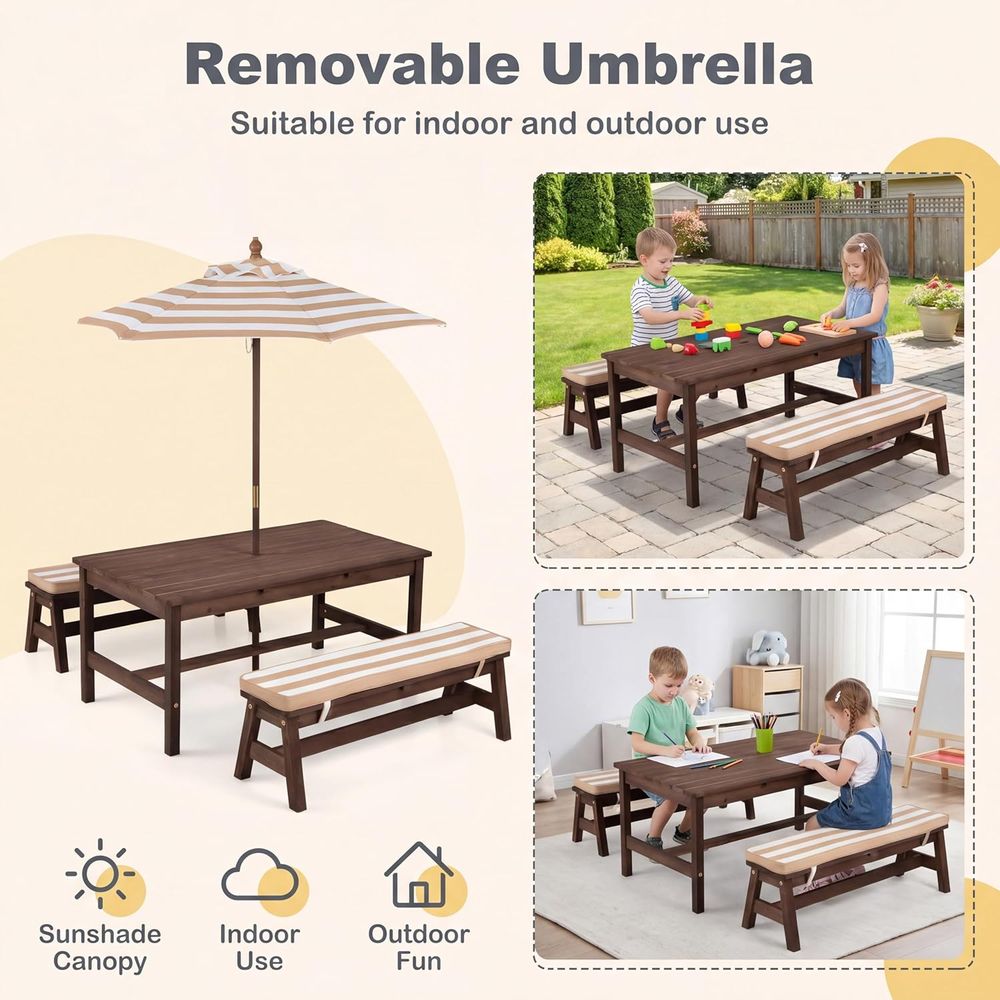 Kids Picnic Table, Large 42“x  - Kids Outdoor Wooden Table incelemesi ve fiyatı