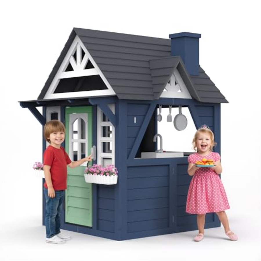 Outdoor kids playhouse: wooden - Kids Outdoor Wooden Playhouse incelemesi ve fiyatı
