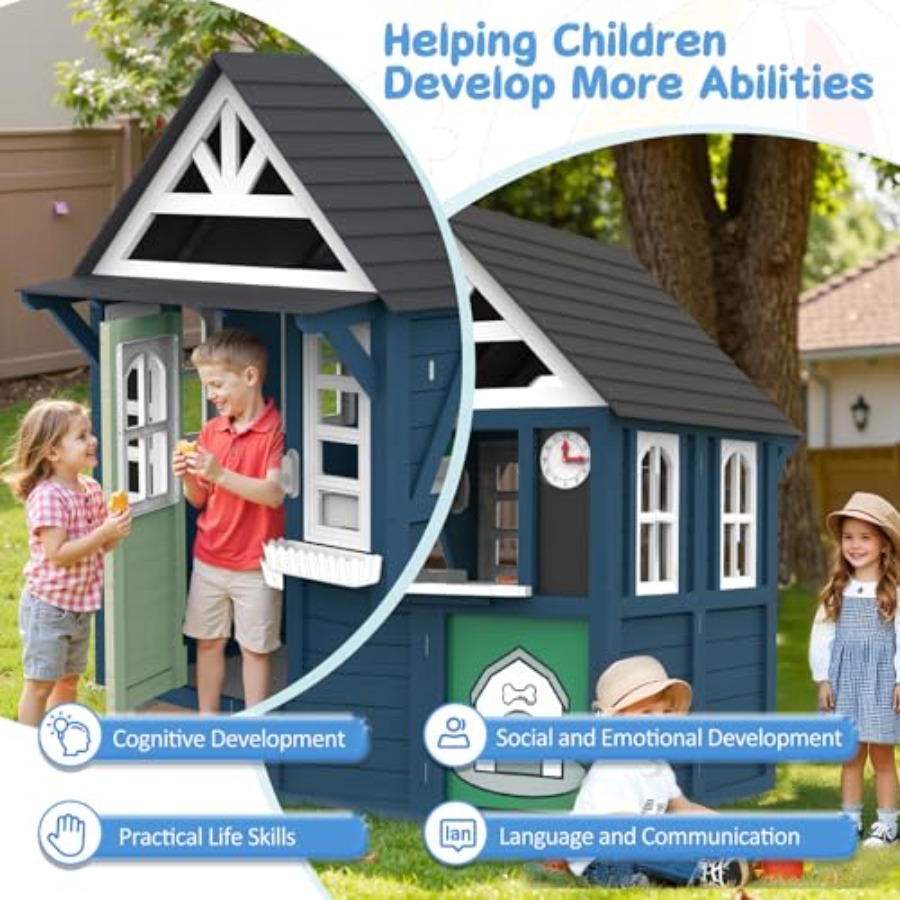 Outdoor kids playhouse: wooden - Kids Outdoor Wooden Playhouse incelemesi ve fiyatı