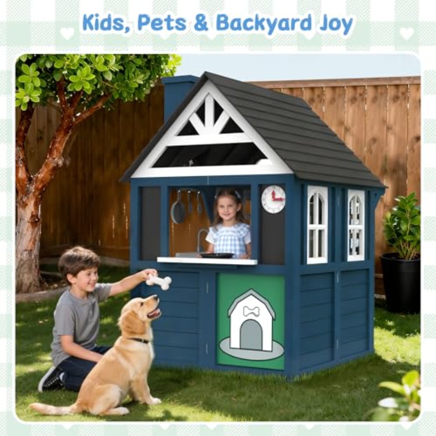 Outdoor kids playhouse: wooden - Kids Outdoor Wooden Playhouse incelemesi ve fiyatı