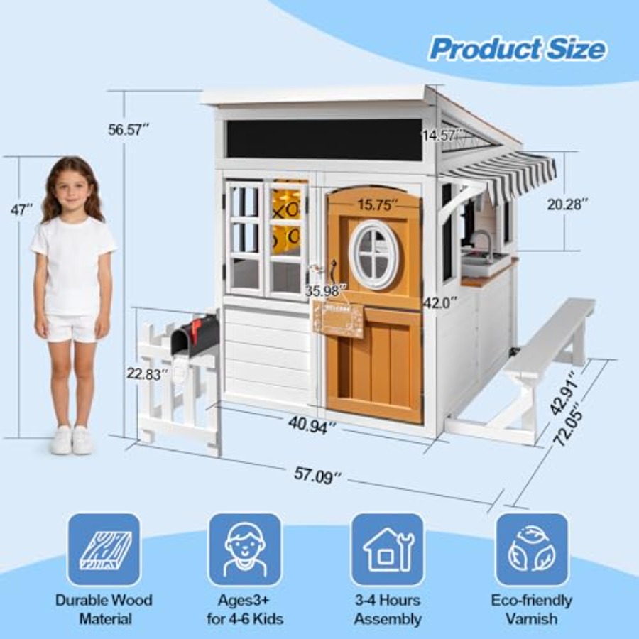 Outdoor playhouse for kids 3-1 - Kids Outdoor Wooden Playhouse incelemesi ve fiyatı