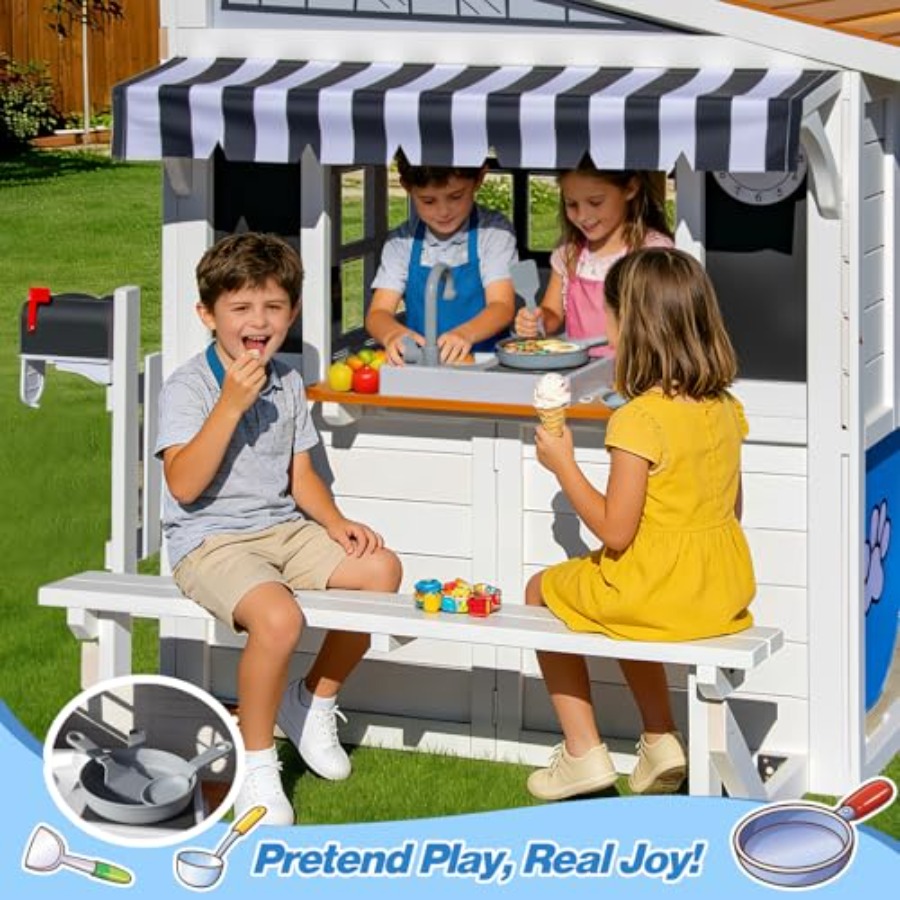 Outdoor playhouse for kids 3-1 - Kids Outdoor Wooden Playhouse incelemesi ve fiyatı