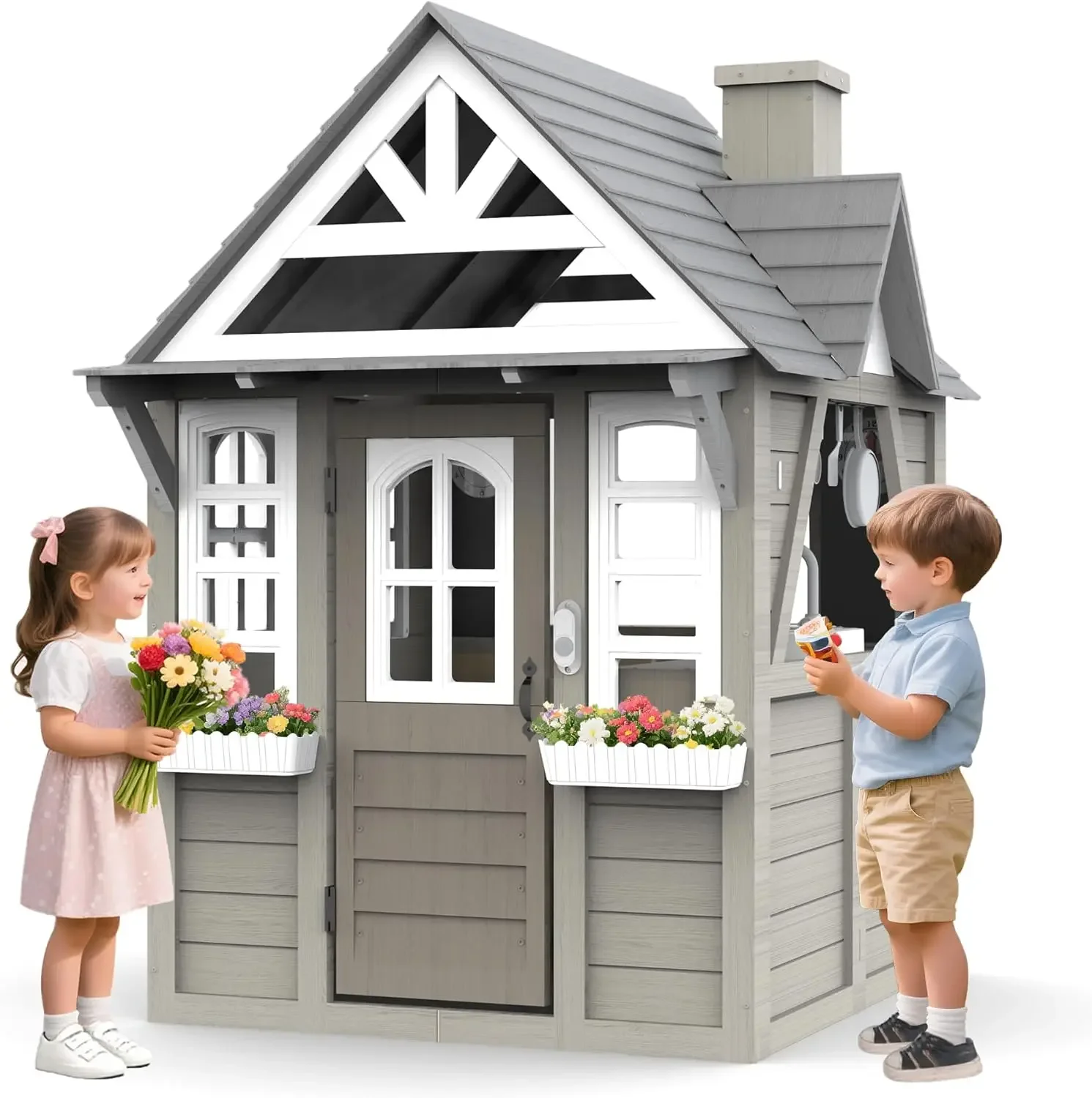 Kids Outdoor Playhouse,Cedar G - Kids Outdoor Wooden Playhouse incelemesi ve fiyatı