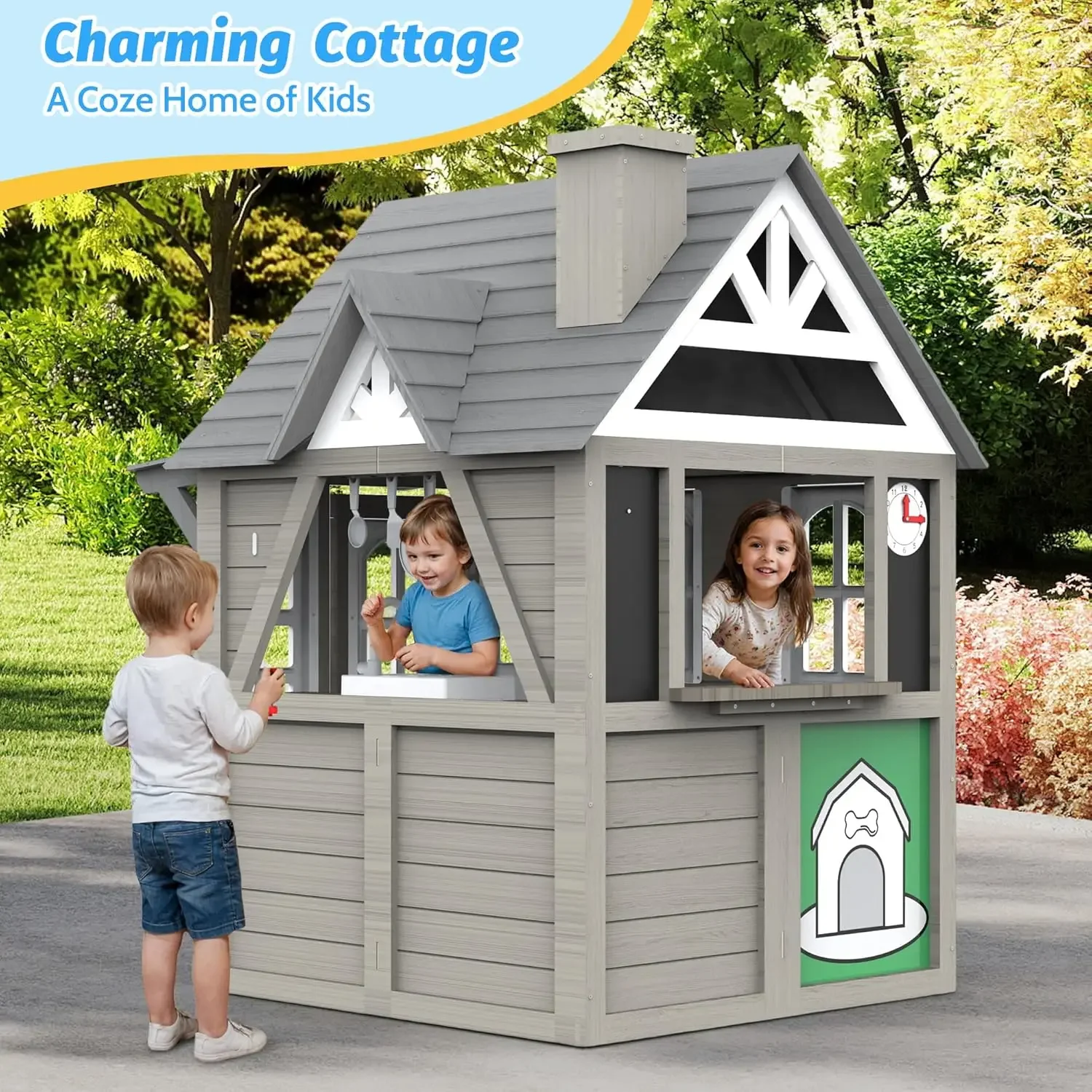 Kids Outdoor Playhouse,Cedar G - Kids Outdoor Wooden Playhouse incelemesi ve fiyatı