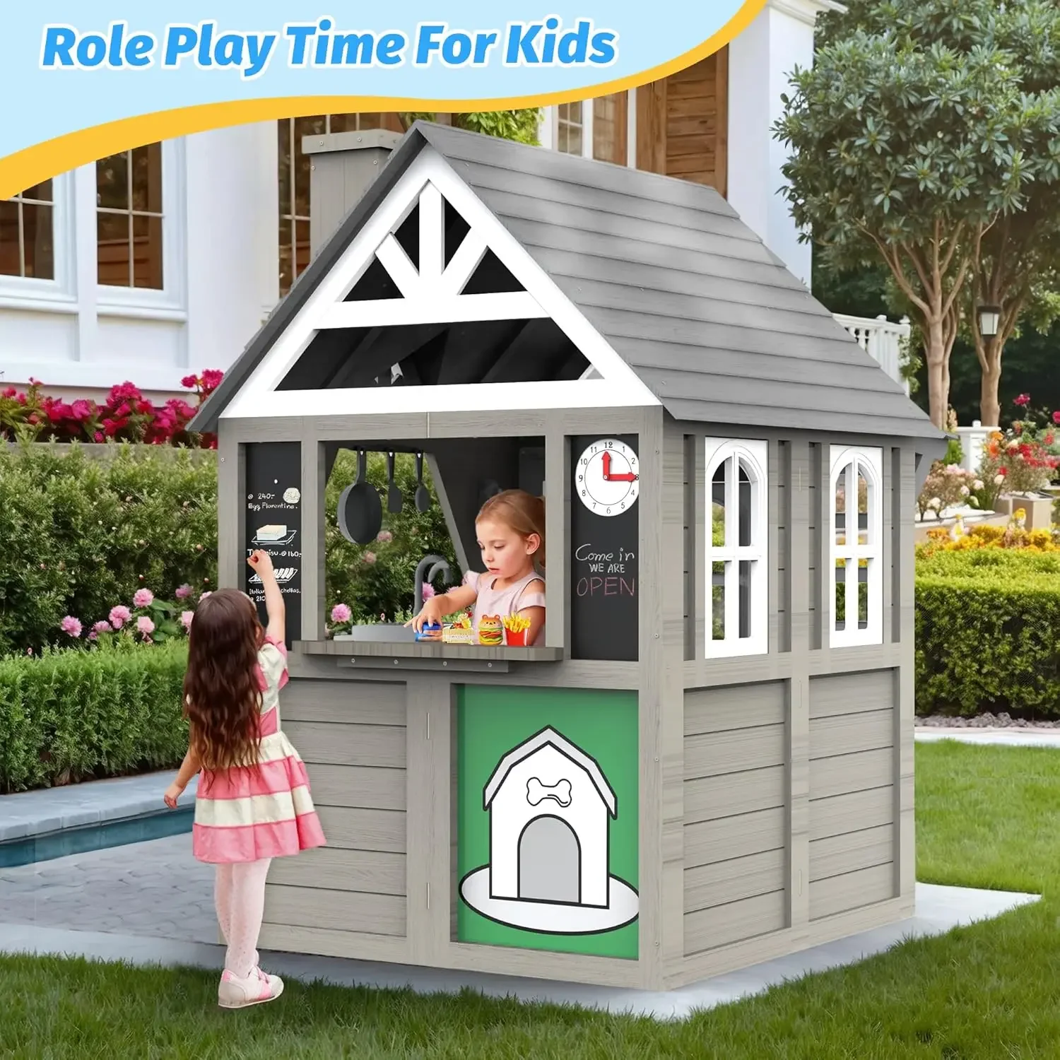 Kids Outdoor Playhouse,Cedar G - Kids Outdoor Wooden Playhouse incelemesi ve fiyatı