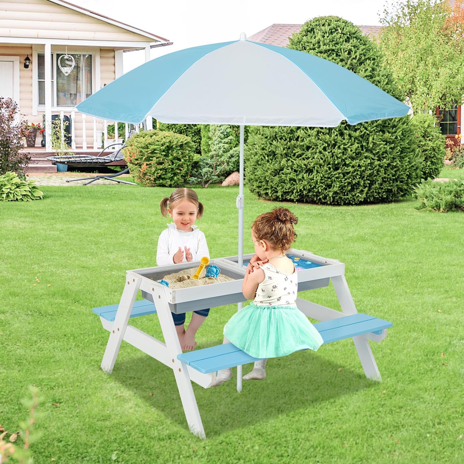 Kids Picnic Table, 4 in 1 Outd - Kids Outdoor Wooden Table incelemesi ve fiyatı