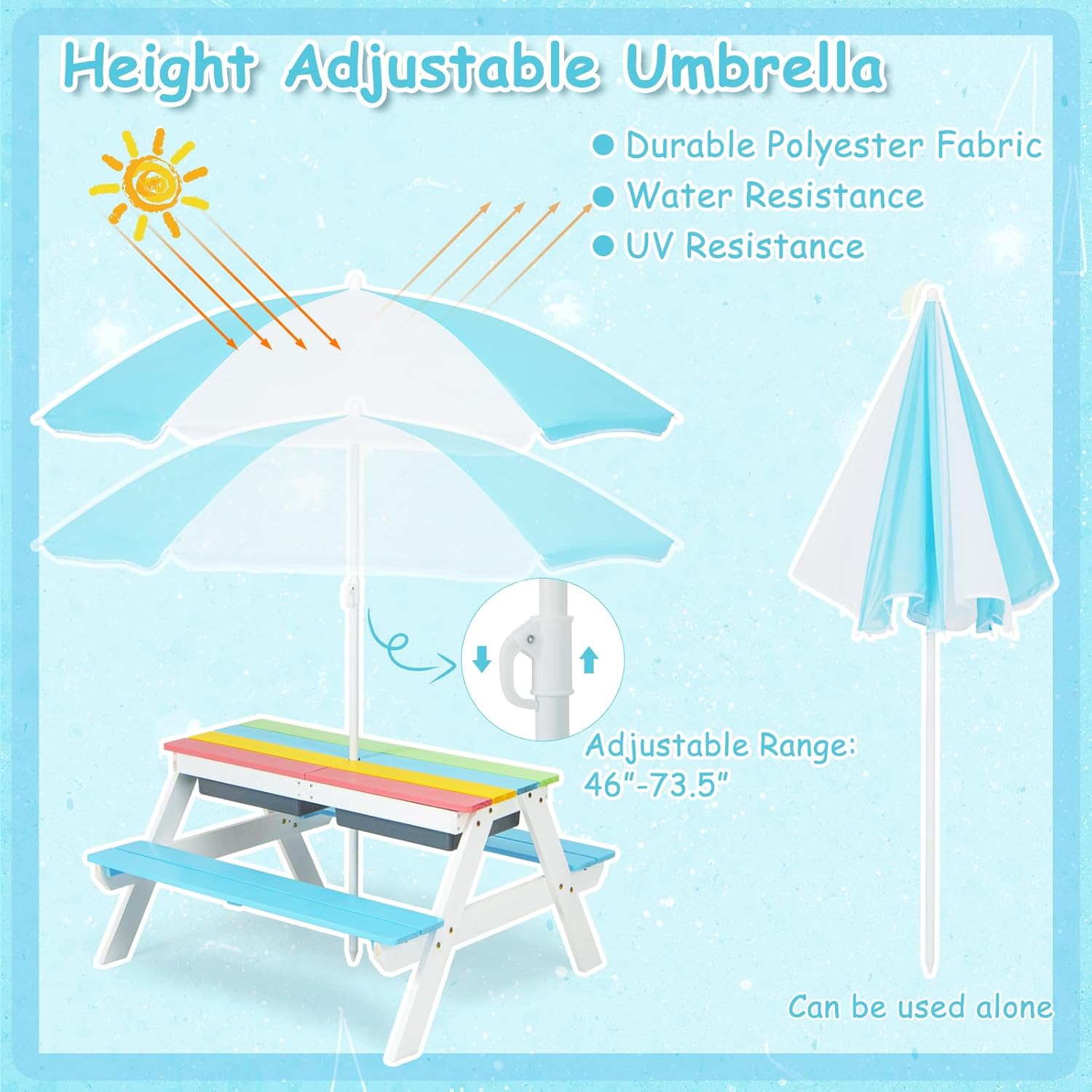 Kids Picnic Table, 4 in 1 Outd - Kids Outdoor Wooden Table incelemesi ve fiyatı