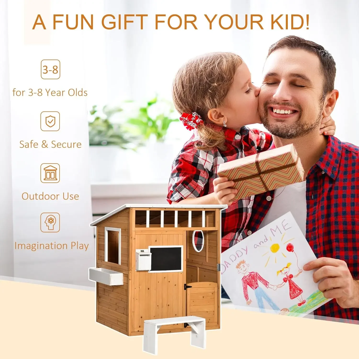 Wooden Playhouse for Kids Outd - Kids Outdoor Wooden Playhouse incelemesi ve fiyatı