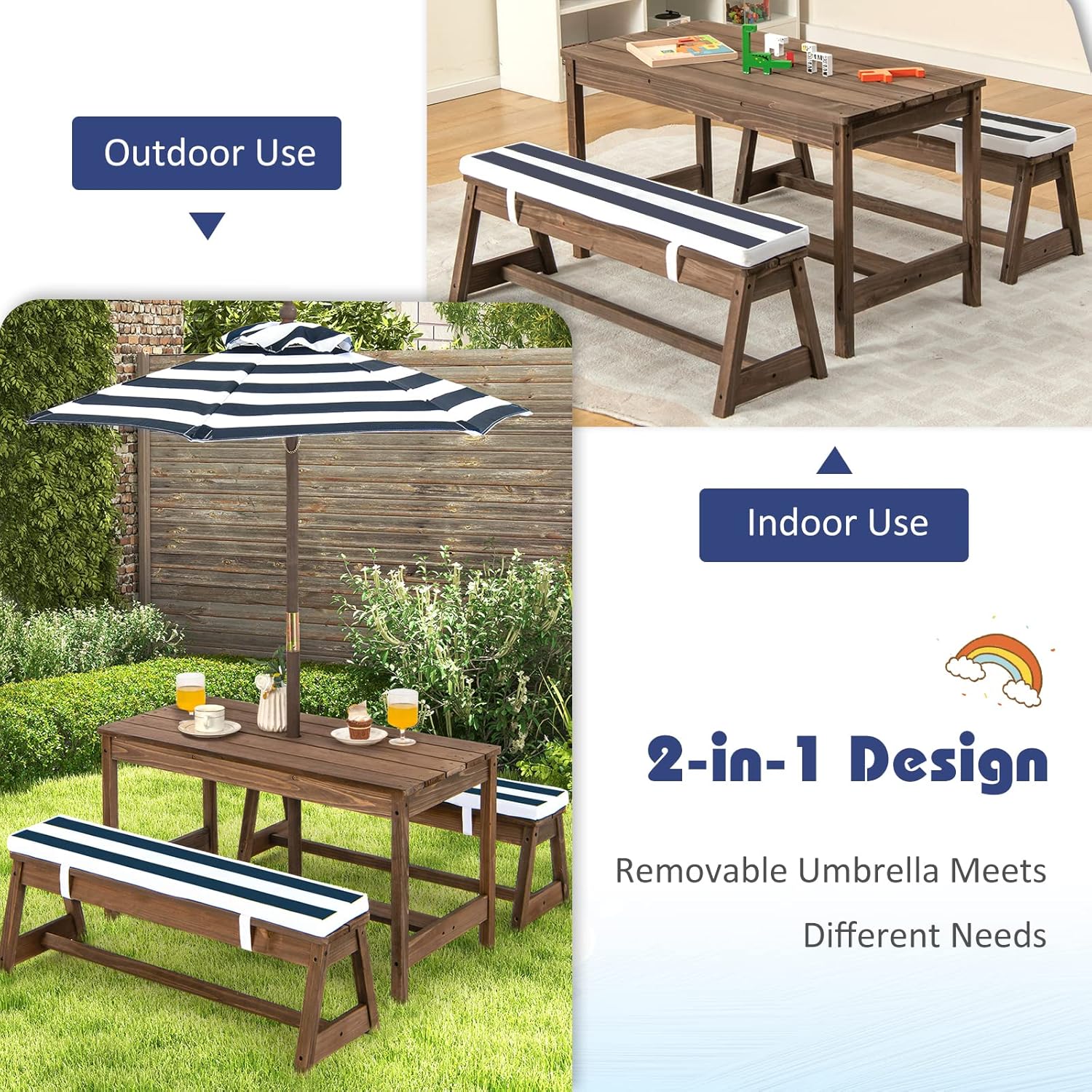Height Adjustable Wooden Kids  - Kids Outdoor Wooden Table incelemesi ve fiyatı