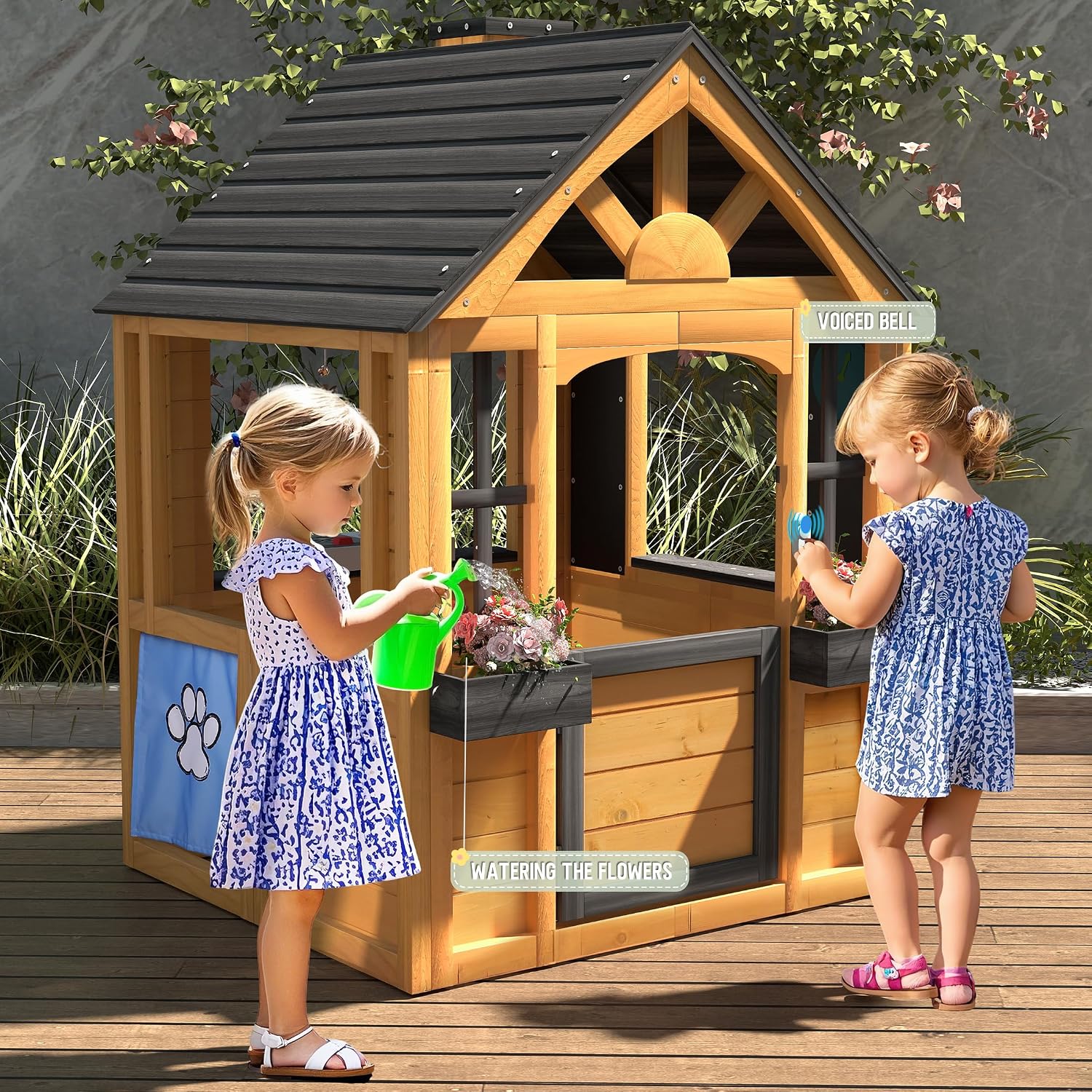Cedar Wood Outdoor Kids Playho - Kids Outdoor Wooden Playhouse incelemesi ve fiyatı