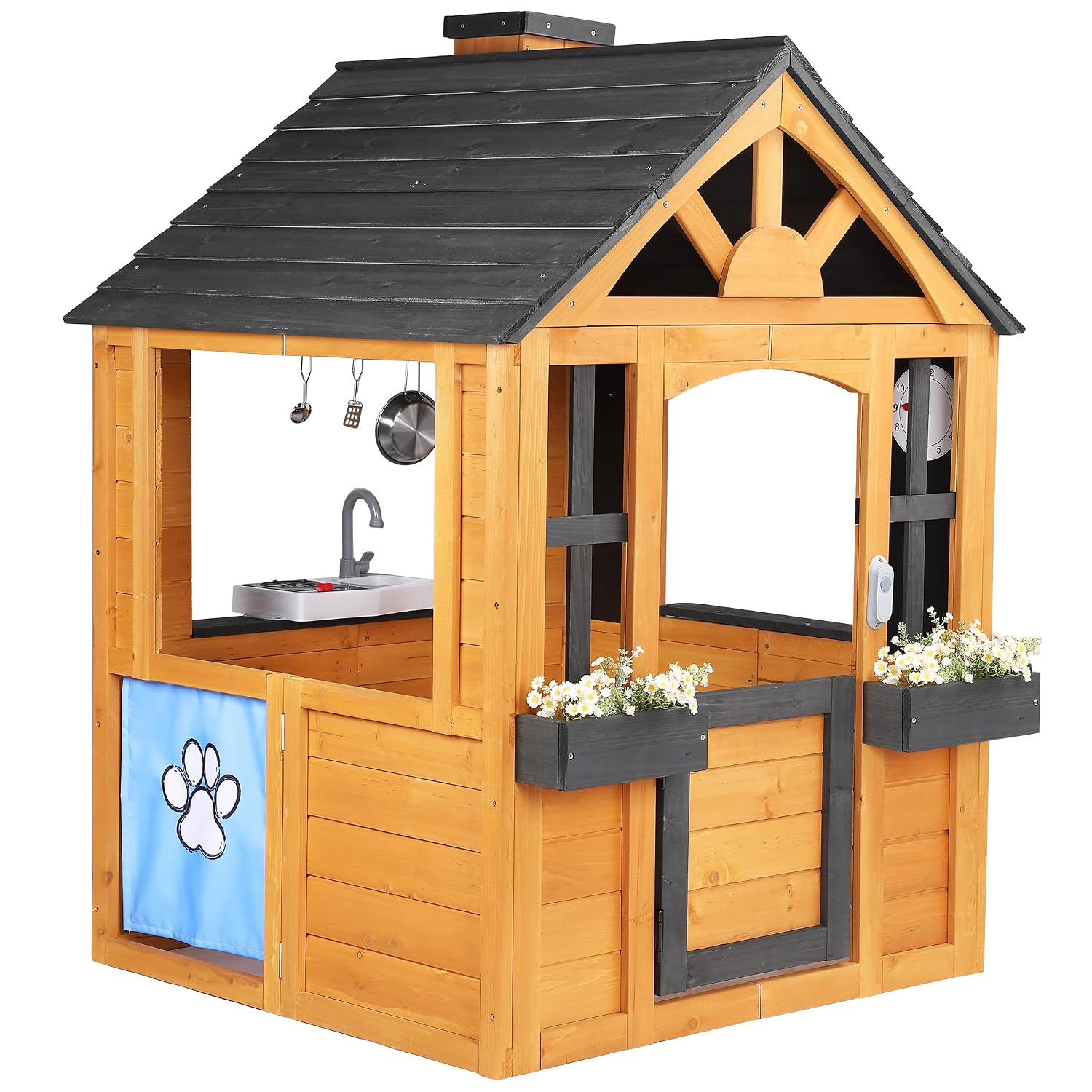 Cedar Wood Outdoor Kids Playho - Kids Outdoor Wooden Playhouse incelemesi ve fiyatı