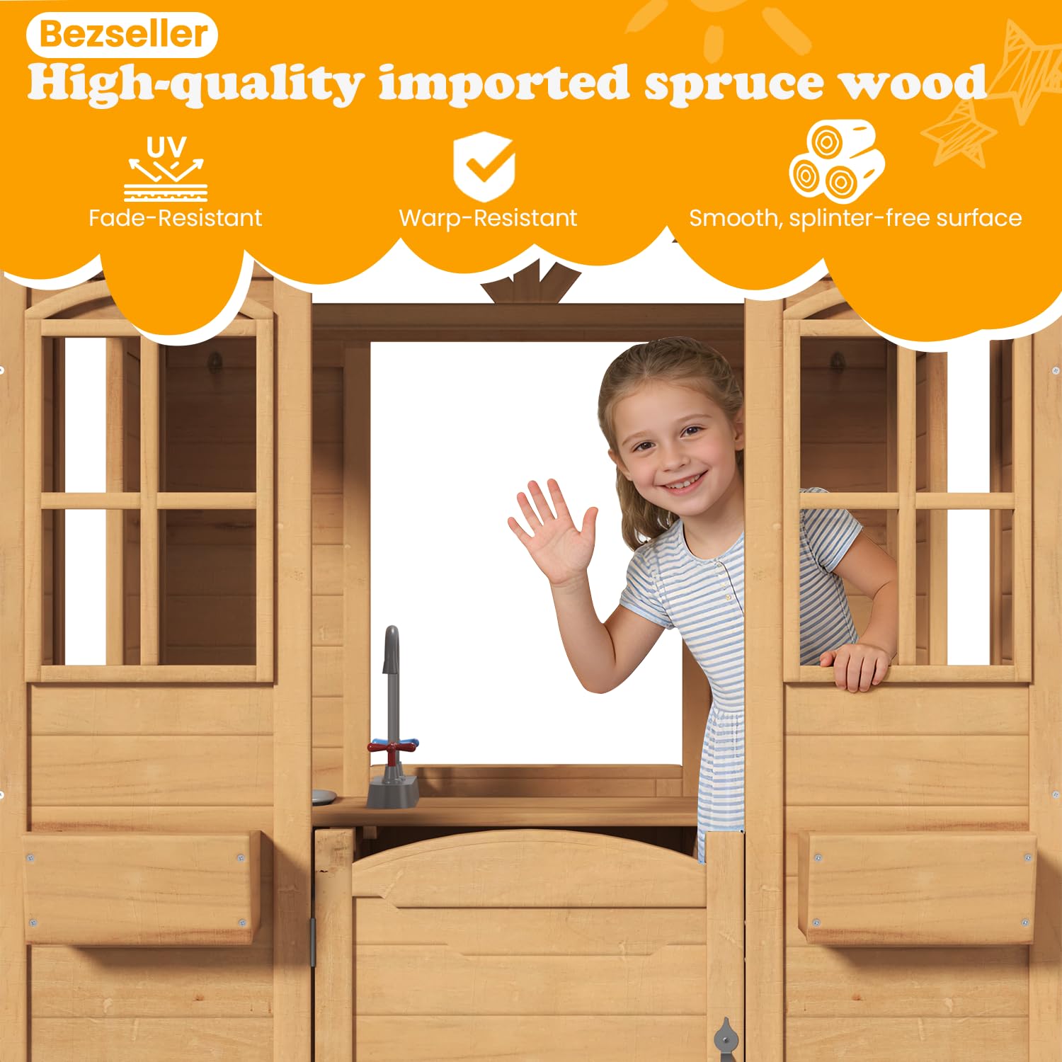 Wooden Kids Playhouse Outdoor  - Kids Outdoor Wooden Playhouse incelemesi ve fiyatı