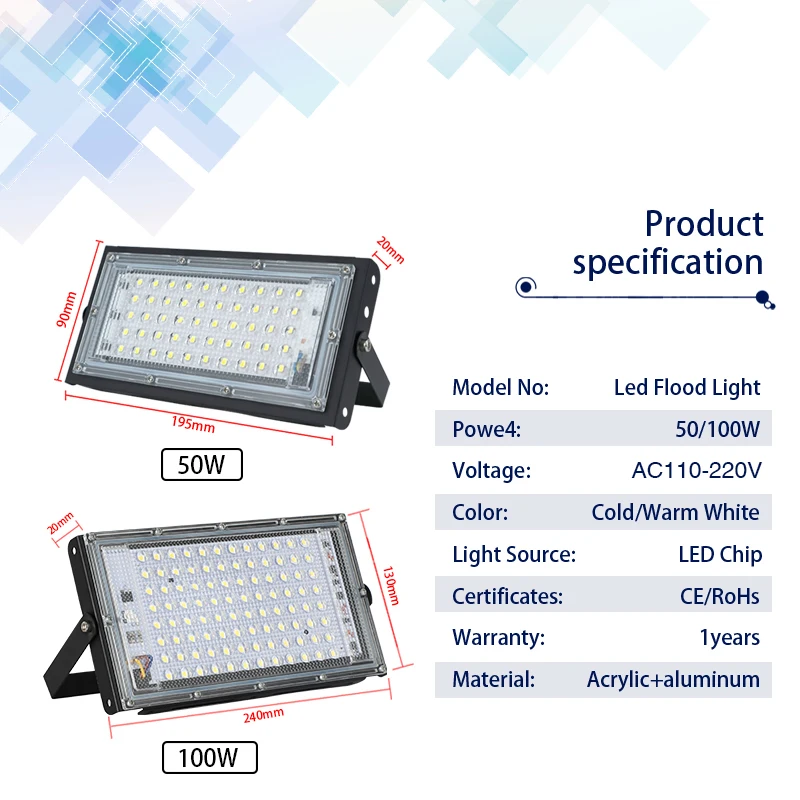 LED Flood Light 50W 100W AC110 - Balance Beam Outdoor incelemesi ve fiyatı