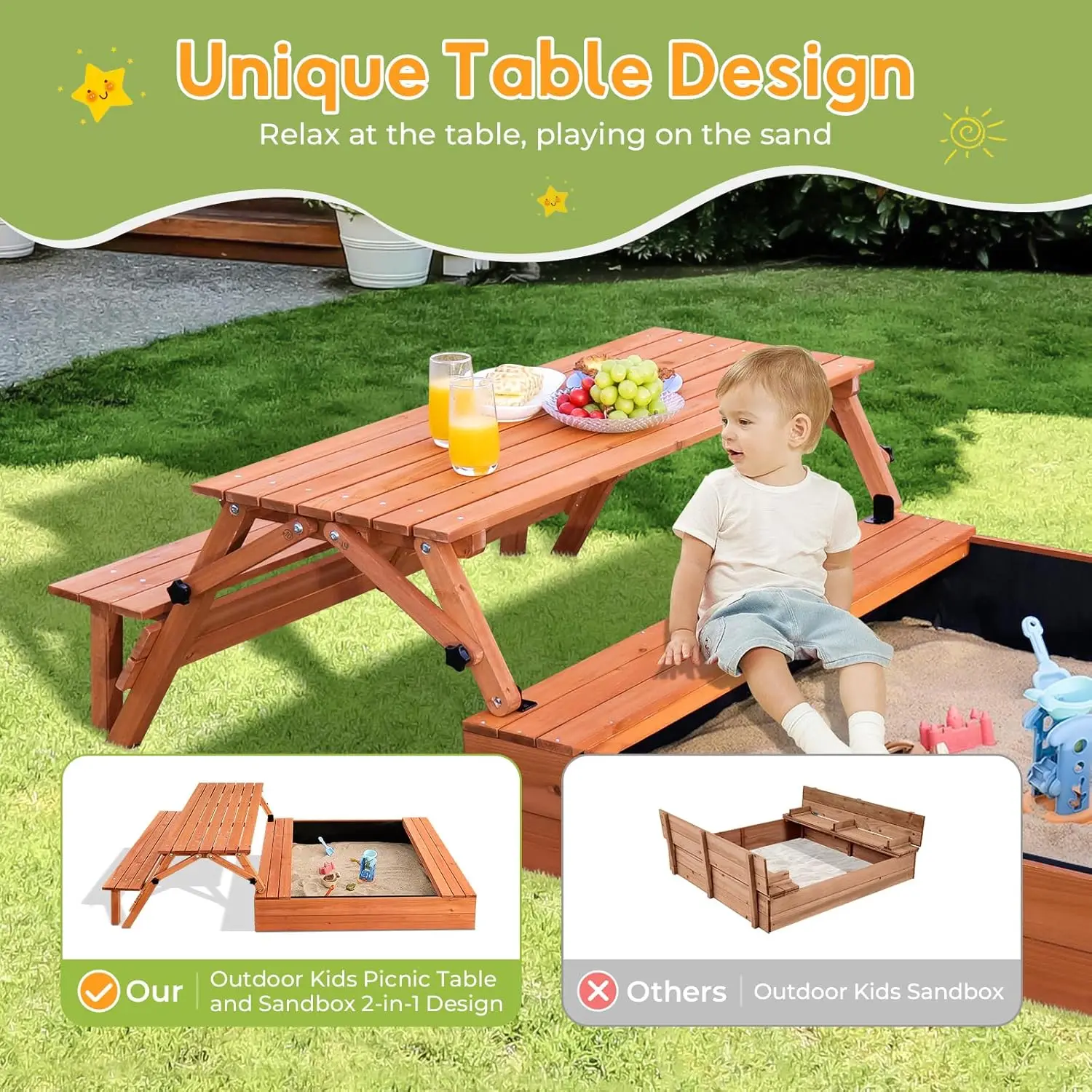 Kids Outdoor Wooden Sandbox La - Kids Outdoor Wooden Table incelemesi ve fiyatı