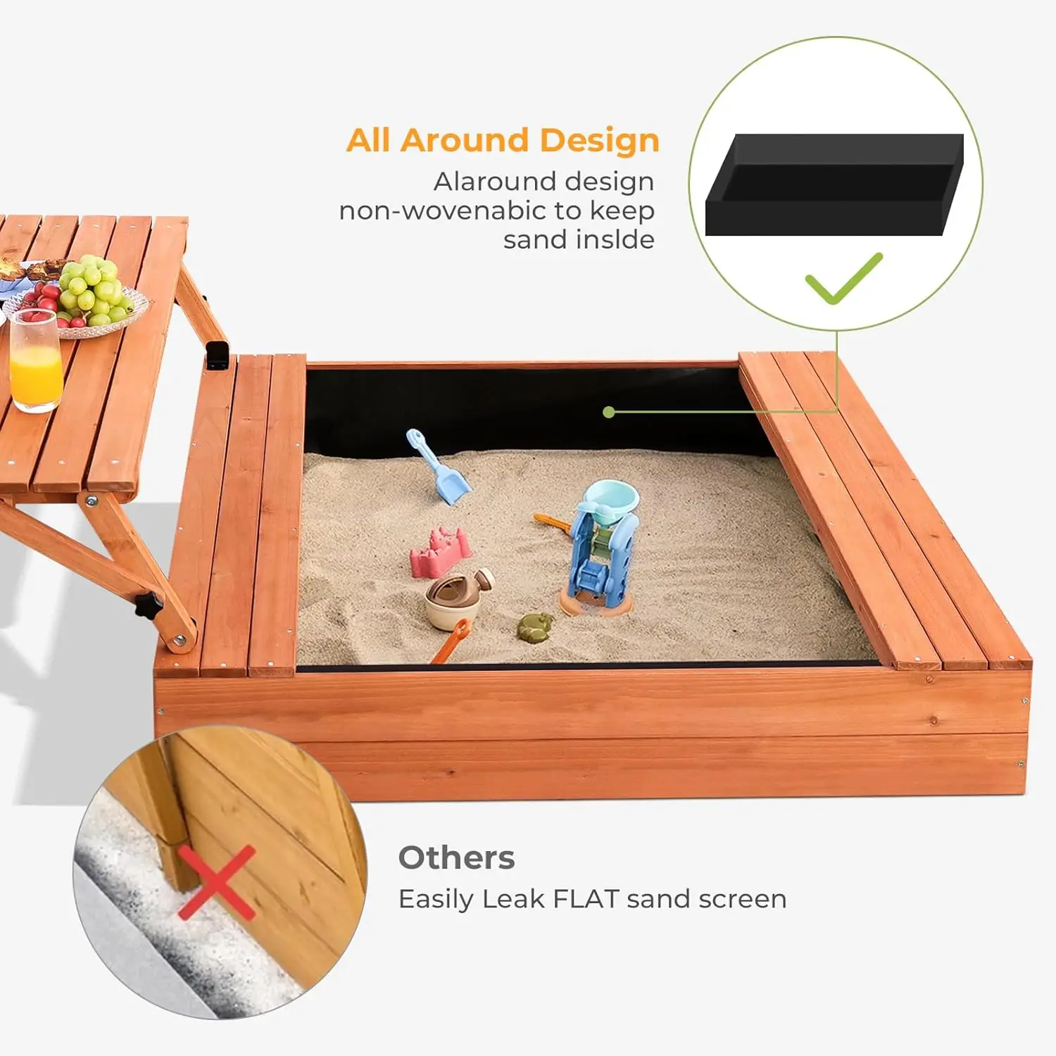 Kids Outdoor Wooden Sandbox La - Kids Outdoor Wooden Table incelemesi ve fiyatı