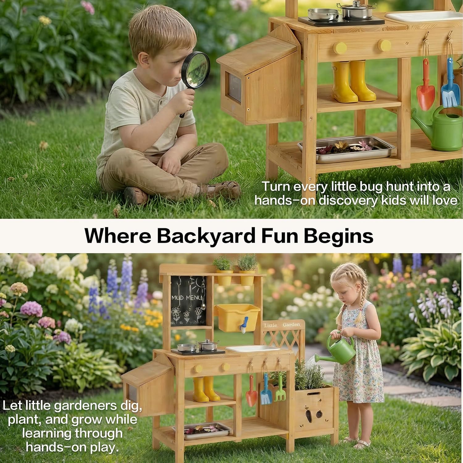 Wooden Mud Kitchen for Kids, O - Kids Outdoor Wooden Table incelemesi ve fiyatı