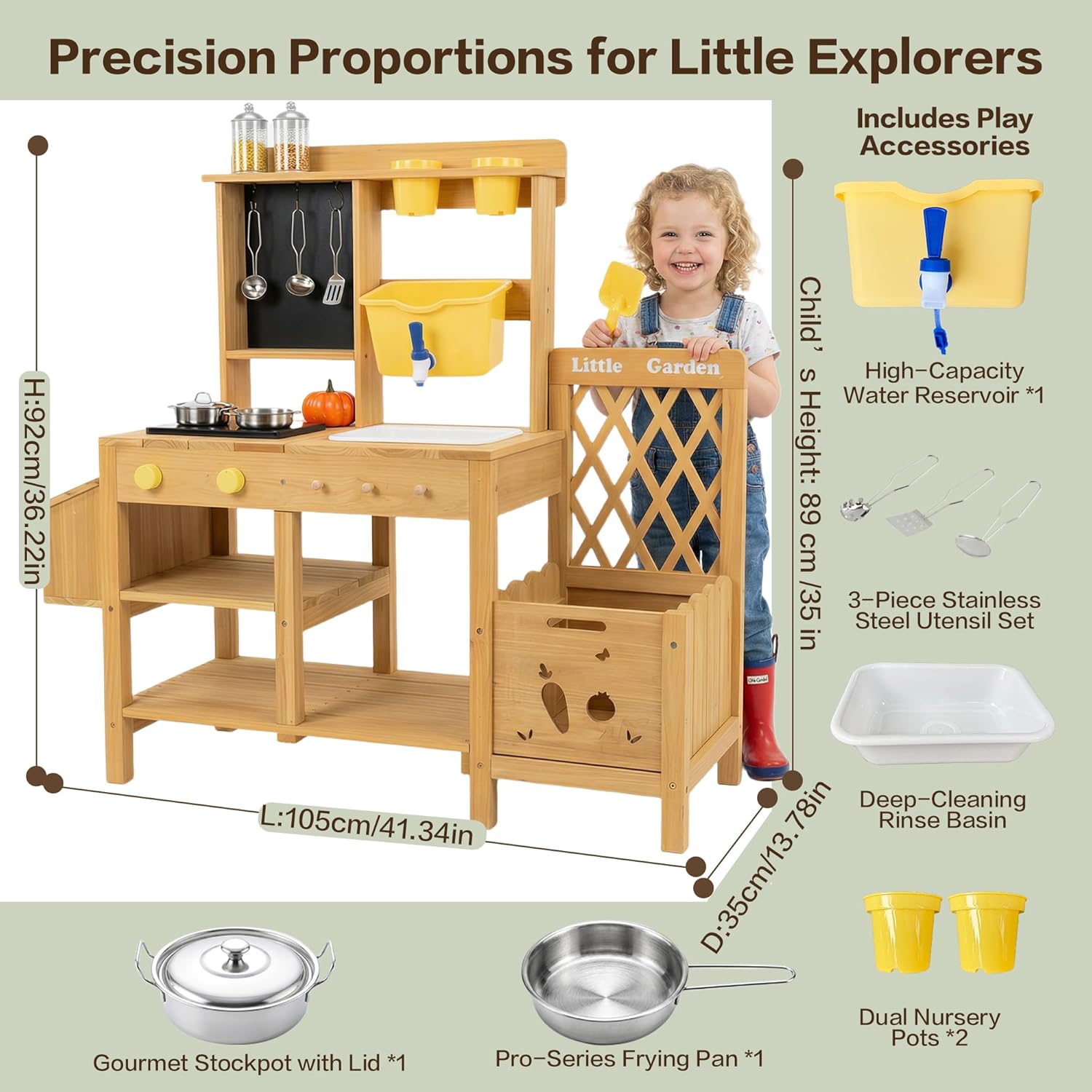 Wooden Mud Kitchen for Kids, O - Kids Outdoor Wooden Table incelemesi ve fiyatı