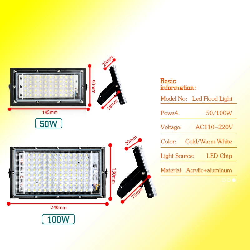 50W 100W Led Flood Light IP65  - Balance Beam Outdoor incelemesi ve fiyatı
