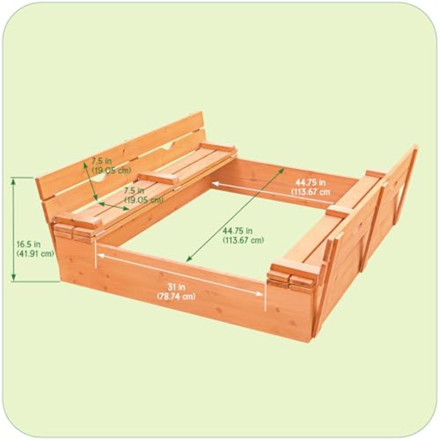 Outdoor wooden sandbox with li - Kids Outdoor Seating incelemesi ve fiyatı