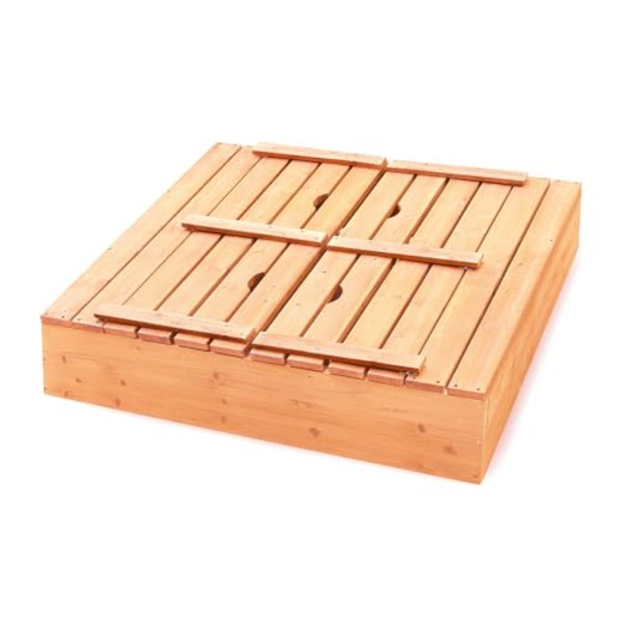Outdoor wooden sandbox with li - Kids Outdoor Seating incelemesi ve fiyatı
