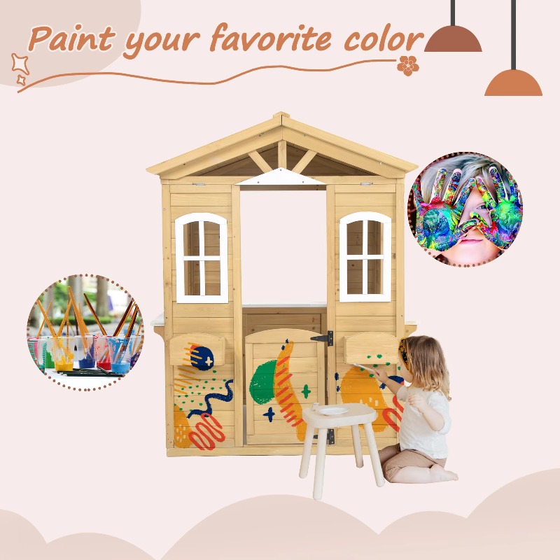 Modern Classic Solid Wood Play - Kids Outdoor Wooden Playhouse incelemesi ve fiyatı