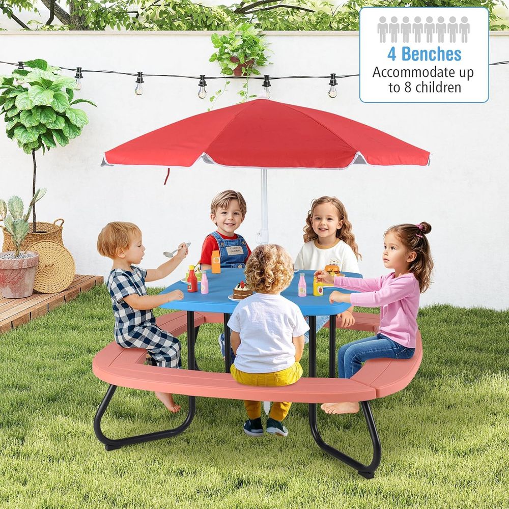 Kids Picnic Table, 8 Person To - Kids Outdoor Wooden Table incelemesi ve fiyatı