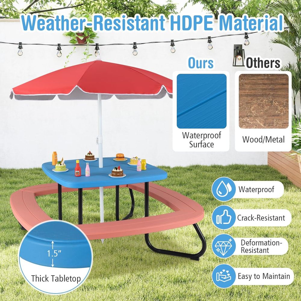 Kids Picnic Table, 8 Person To - Kids Outdoor Wooden Table incelemesi ve fiyatı