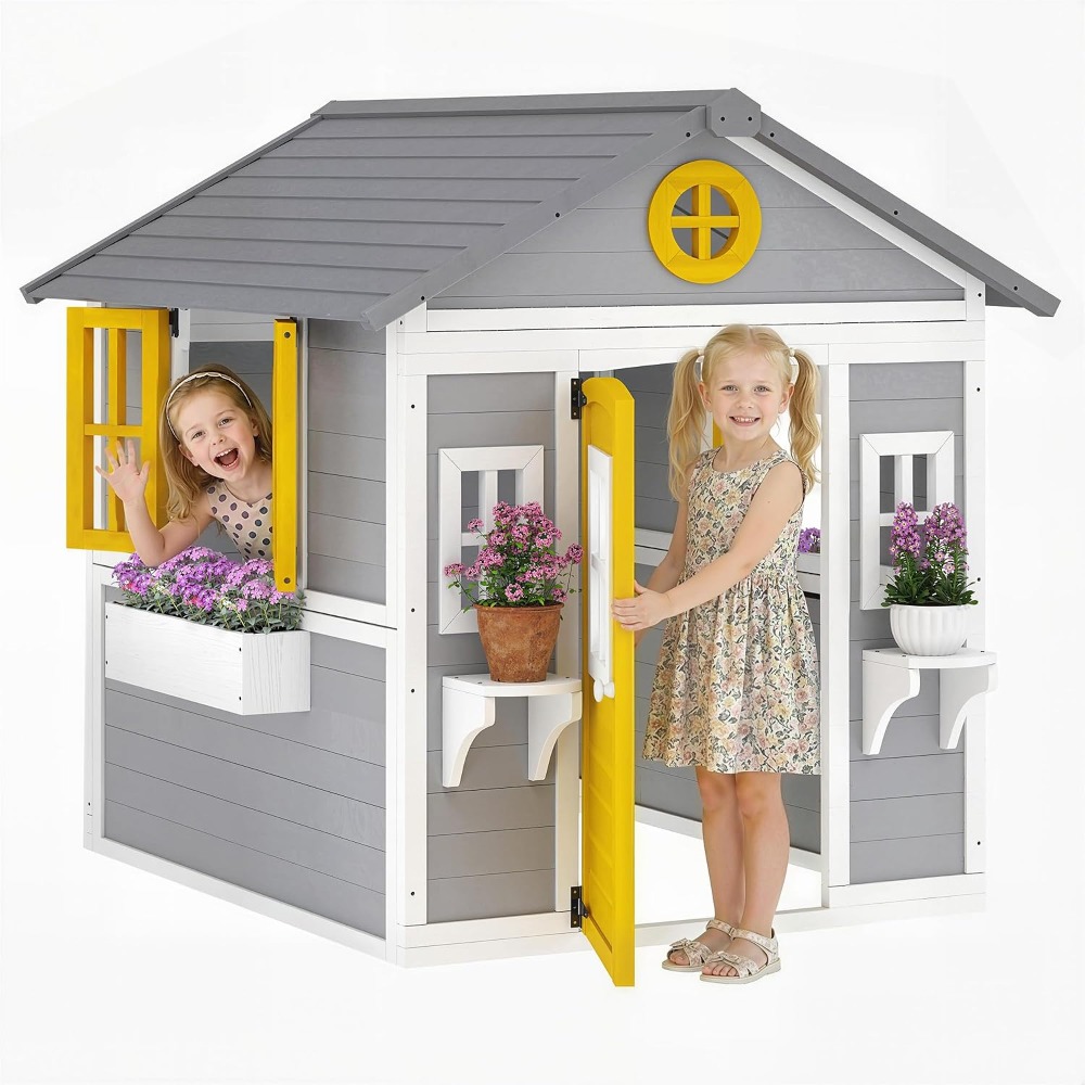 Wooden Outdoor Kids Playhouse, - Kids Outdoor Wooden Playhouse incelemesi ve fiyatı