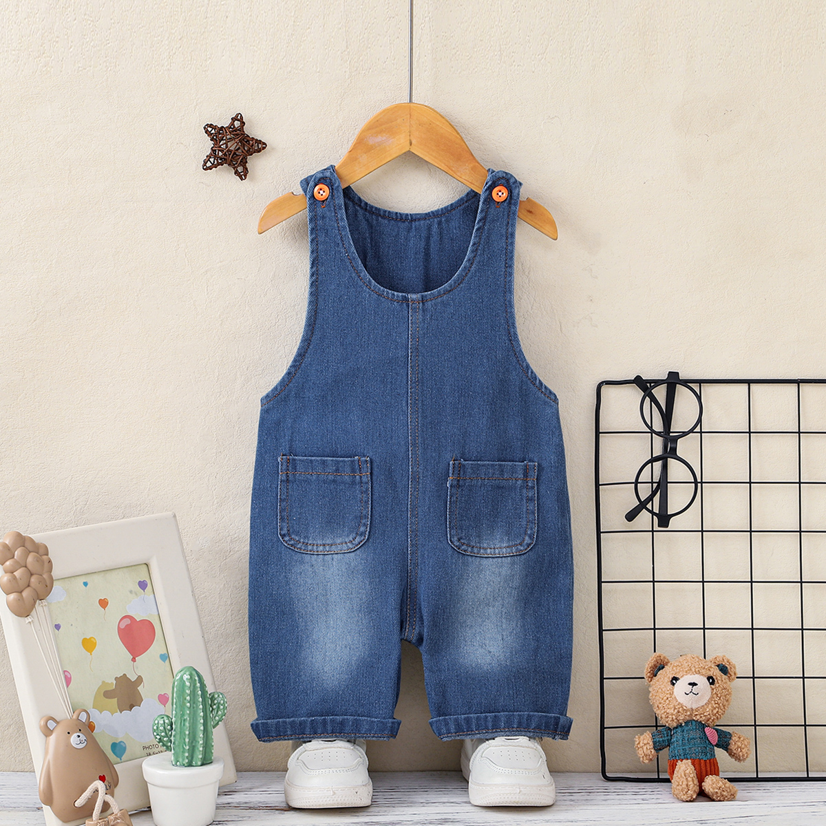 1pc Summer Baby Denim Short Ov - Kids Outdoor Overalls incelemesi ve fiyatı