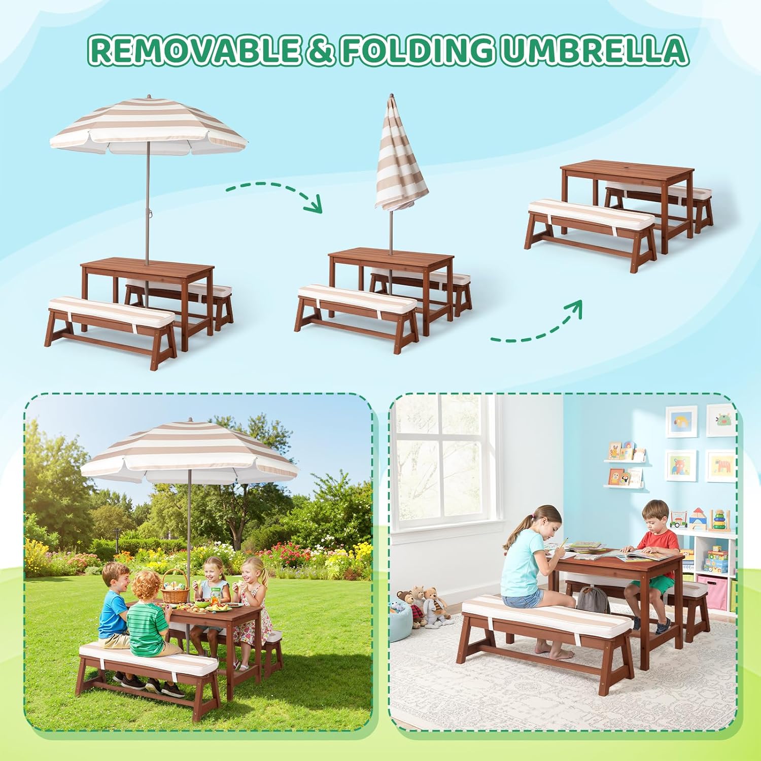Kids Picnic Table Outdoor Wood - Kids Outdoor Wooden Table incelemesi ve fiyatı